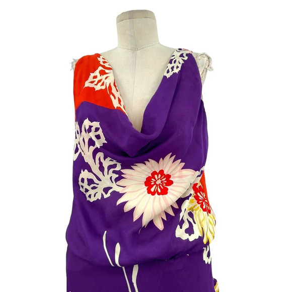 Anthropologie Corey Lynn Calter Dress Cowl Neck Floral Purple Red Size Large - Picture 2 of 6
